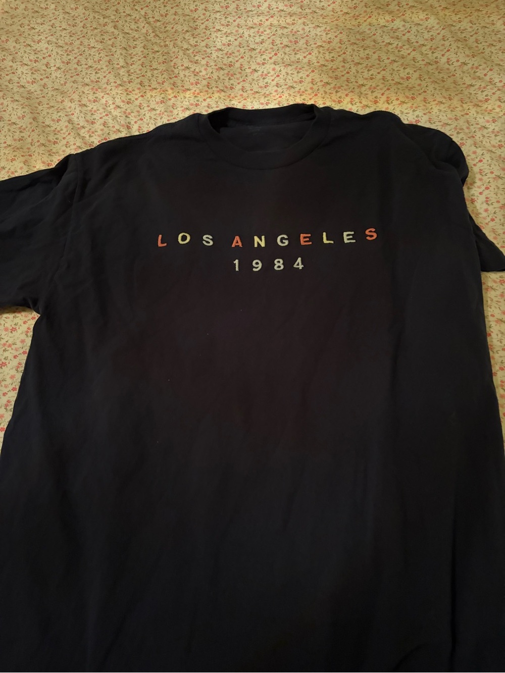 Brandy Melville Black 'Los Angeles 1984' Tee with Multicolor Letters
